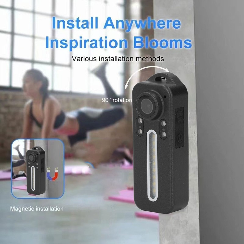 Portable Video Recorder 1080P LED Fill Light Back Clip Night