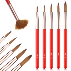 5 PCS Acrylic Nail Brush Set, Size 4/8/10/12/16# Professional Nail Brush Acrylic Brushes for Nails Art Brushes Set Nails Art Design Pen Painting Tools for Acrylics Powder 3D Nail-Art Extension Carving