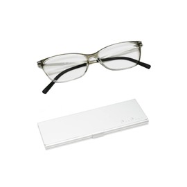 [PrePiar] 老眼鏡 1.0 超薄型 ブルーライトカット ３ヶ月保証 コンパクト 軽量 グレー メンズ レディース おしゃれ メガネ