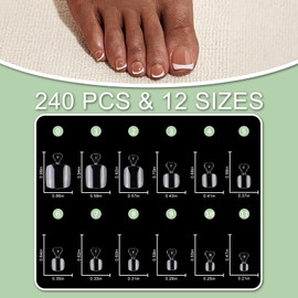 LuckForever 240pc Gel X Toe Nails Tips Short Square Fake Toenails Full Cover Toe Nails Press ons Toenail Clear Soft Gel X Toenails Artificial False Toenail for Gel x Acrylic Toenail Extension