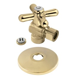 Kingston Brass CC43202XK Vintage 1/2-Inch Sweat x 3/8-Inch OD Comp Quarter-Turn Angle Stop Valve with Flange, Polished Brass
