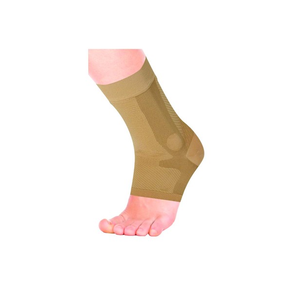 Compression Ankle Brace, by OrthoSleeve AF7 for Inversion sprains, weak Ankles, Instability and Achilles tendonitis (Large, Tan, Left Foot)