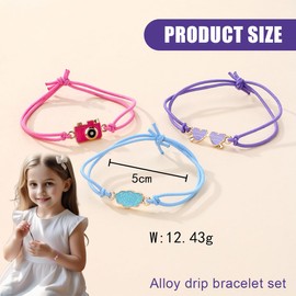 VONJUMA Pack of 3 Girls' Friendship Bracelets, Children's Adjustable Braided Bracelet, Rainbow Bracelet for Girls, Gifts and Children, Party Bags, Children's Birthday, Pink, Blue, Purple