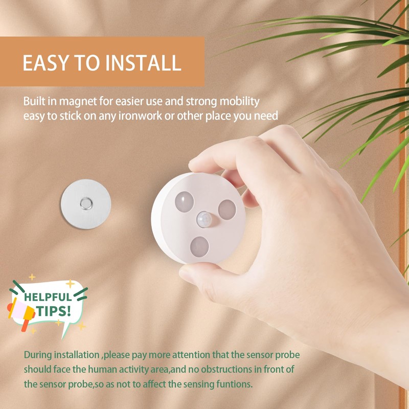 TSINGREE USB Rechargeable Motion Sensor Night Lights,Cabinet Lights, 3 Color