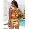 ZAFUL Women's Colorblock Stripes Triangle Bikini Cute String 2 Piece