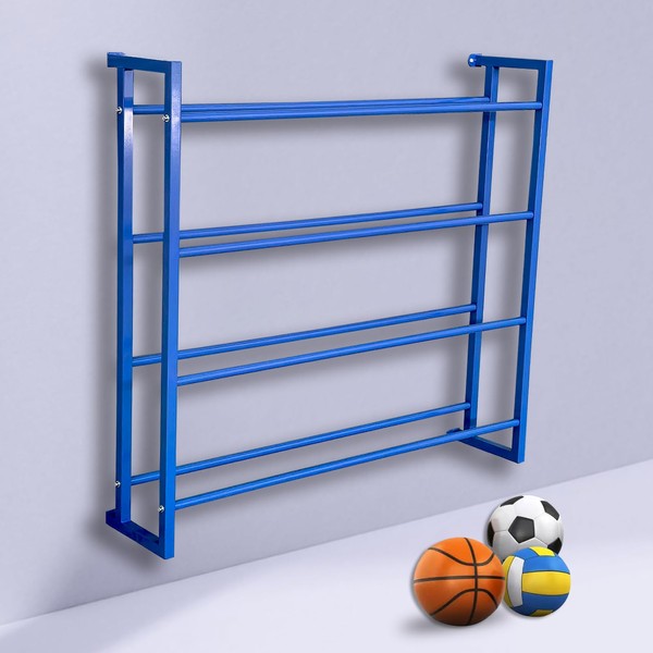 BIGalleons 20 Balls Storage Wall Mount, 4-Tier Basketball Display Rack,