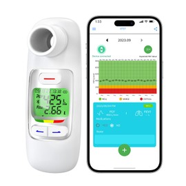 Peak Flow Meter with Bluetooth APP Spirometer for Asthma COPD Monitor Tests PEF FEV1 Home Medical for Kids Adults with 300 Records Storage Function