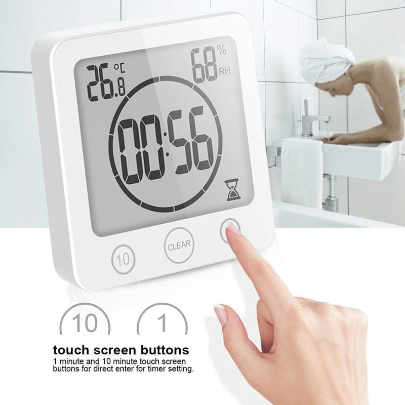 Bsdz Bathroom Clock, Shower Timer, Waterproof Wall Clock, Digital, Portable,
