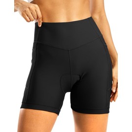 Bikewa Women's 4D Padded Bike Shorts High Waist Cycling Shorts for Women Road Bicycle Biking Biker Shorts with Zipper Pockets(Black,M)