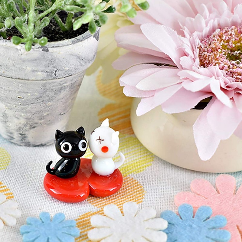 フォーカート かわいい 猫 手作り ガラス細工 ハートキスネコ CYK1542