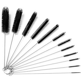 Kiemeu Bottle Brushes For Cleaning Small Pipe Cleaner Brush Small Brush For Cleaning,Reusable Straw Cleaner Brush,Black
