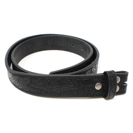 BC Belts Womens Leather Belt Strap with Embossed Western Scrollwork 1.25" Wide with Snaps, Black, Medium (30-32)