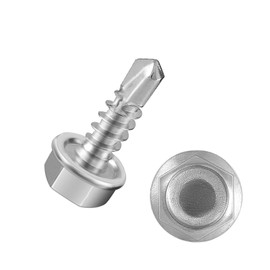 #8 x 1/2" Sheet Metal Screws 400PCS 410 Stainless Steel Hex Washer Head Fast Self Tapping Screws