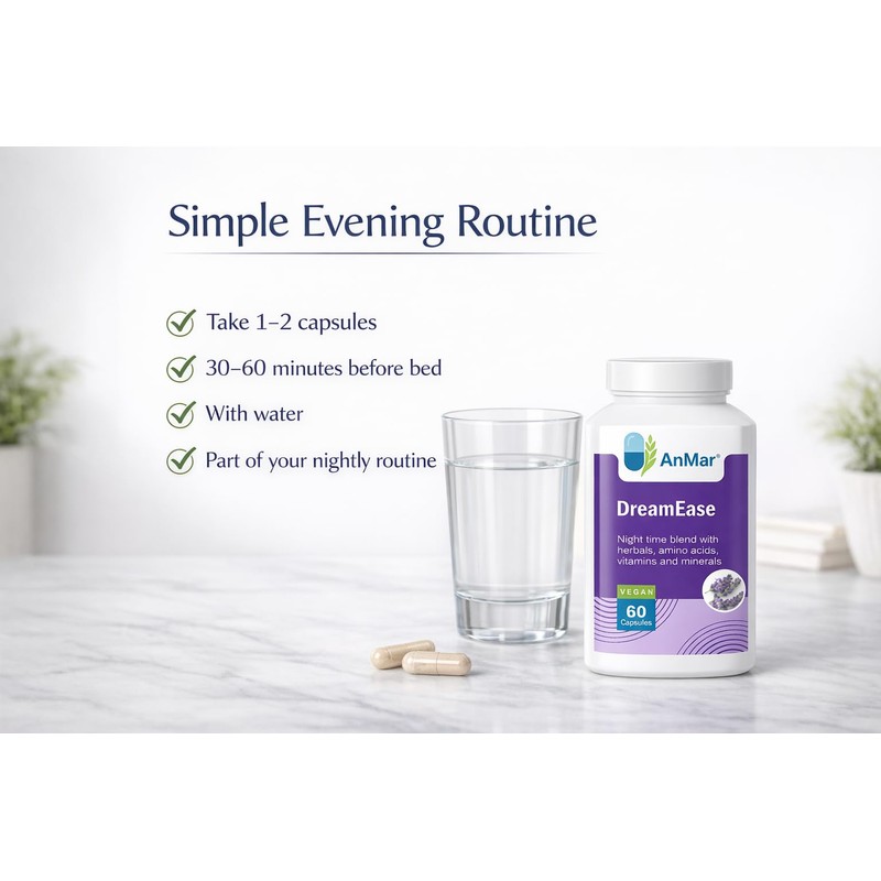 AnMar® DreamEase Night Time Herbal Complex – Ashwagandha KSM-66, Tart
