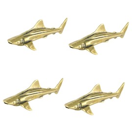 Ciieeo 4pcs Brass Shark Figurine Desktop Ornament Vintage Shark Decor Unique Home Office Decoration Brass Craftsmanship for Use