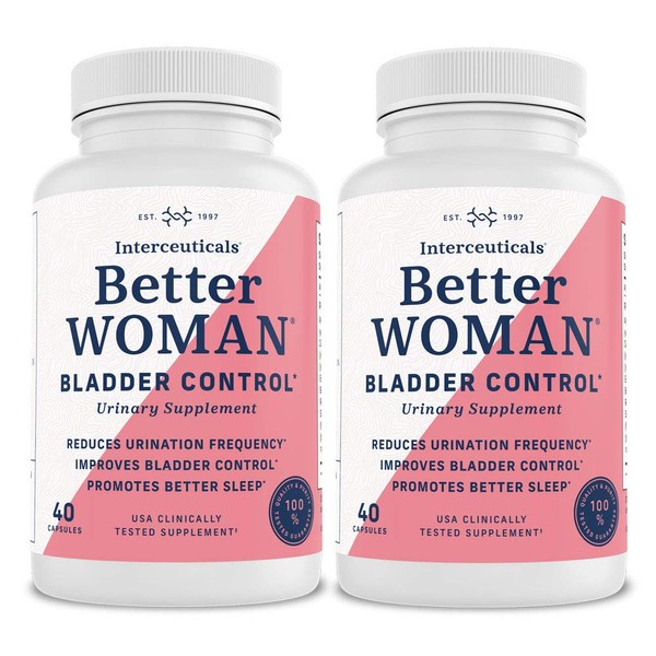 BetterWOMAN Bladder Control Supplement for Women- Helps to Reduce Bathroom Trips - Sleep Better at Night –Reduce Urgency and Occasional Leakage* - interceuticals (2 Bottles)