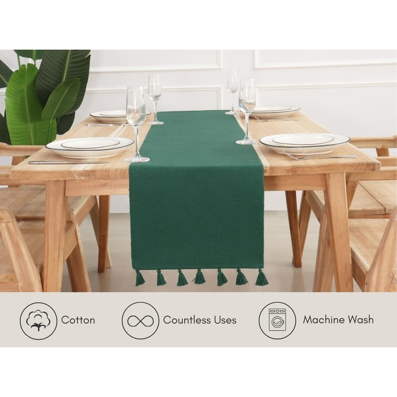 PurpleEssences Solid Ribbed Woven Table Runner Spring Summer Easter Farmhouse