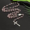 Nazareth Store Light Pink Crystallized Beads Rosary Necklace Holy Soil
