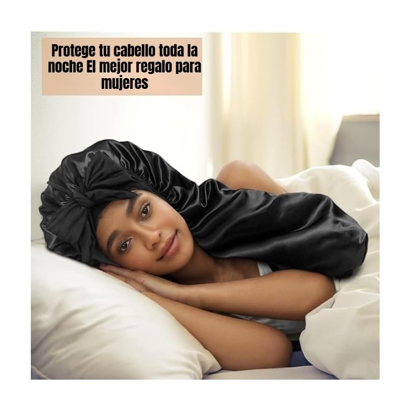 Gorro Satén Dormir Pack Gorros Nocturnos Ajustables Cabello Rizado Rasta