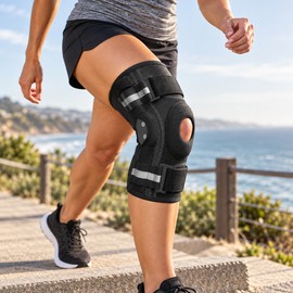 Hinged Knee Brace for Daily & Sports Support – Adjustable Neoprene Knee Stabilizer with Side Supports