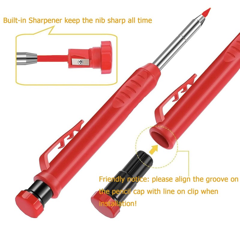 DuDuZui Red Deep Hole Marker Pencil Set, 36 Pencil Leads
