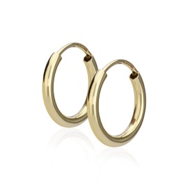 NKlaus Pair of Creole Earrings 333 Yellow Gold 8 Carat Gold Earrings 2.0 mm Thick Gold Earrings, Yellow Gold