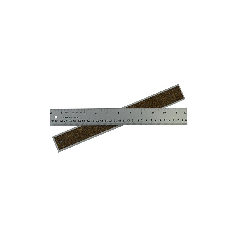 Ludwig Precision Non-Slip Backed Aluminum Straight Edge Ruler, 12-INCH, Silver