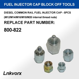 Lnkvorx 16MM Diesel Common Rail Fuel Injectors - 4pcs M16 Block-off Fuel Rail Caps Set Fits for Cummins 2003-2022|Duramax 2001-2022|Ford 2008-2022 Engine Fuel Pressure Diagnostics