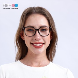 Firmoo Blue Light Blocking Glasses, Square Eyewear Frame Anti Eyestrain Computer Glasses for Women Men Brown