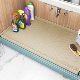 TigeJoy 19" x 19" Under Sink Mats for Kitchen Waterproof, Leak-Proof Silicone Mat Sink Protector and Cabinet Liner, Kitchen Essentials Organizer and Storage, Boot or Shoe Tray, Pet Feeding Mat
