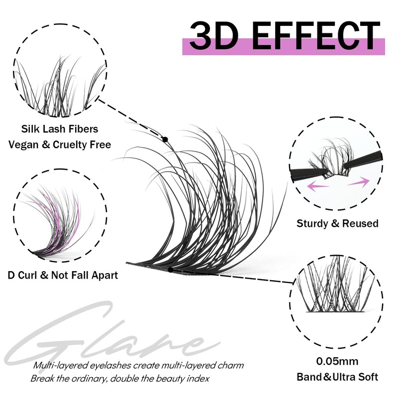 Mayhug Wimpern Extensions 3D Effekt Einzelne Wimpern 144 Pcs D