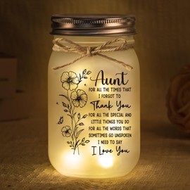 BeneCharm Aunt Gifts, Aunt Birthday Gifts, Decorative Jar Night Light Gift for Aunts Birthday, Christmas, Mothers Day, Aunts Presents from Niece Nephew