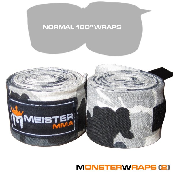 Meister 180" Elastic Monster Wraps for X-Large Hands - MMA & Boxing (Pair) - Urban Camo