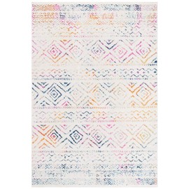 Safavieh Tulum Collection TUL267E Moroccan Boho Distressed Area Rug, 9' x 12', Ivory / Fuchsia