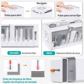 32 en 1 Kit Limpieza Electrónica Multifuncional, Cepillo Limpiador de Teclado/Laptop/Airpods, Kit Limpieza Celular, Kit de Limpieza Portátil para PC, Pantalla, Teléfonos, Audifonos, Camara Fotografica