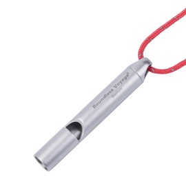 Boundless Voyage Titanium Emergency Whistles Camping Signal Whistle with Lanyard Loud for Boating Backpacking Fishing Kayak Dog Training Ti9014O 2pcs