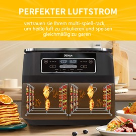 Latierra Stainless Steel Skewer Stand, BBQ Rack with 14 Skewers for Ninja Foodi Hot Air Fryer AF300EU, AF400EU, Dual Zone Airfryer 7.6L-9.5L, Hot Air Fryer Accessories