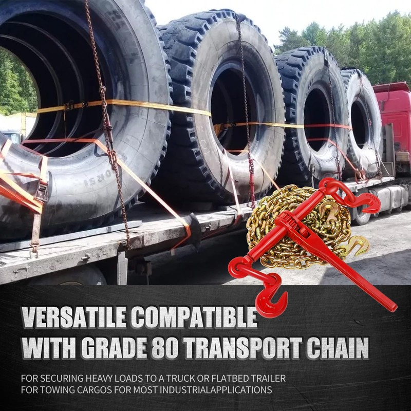 2 Pack 13000LBS Ratchet Chain Load Binders, 1/2 to 5/8"