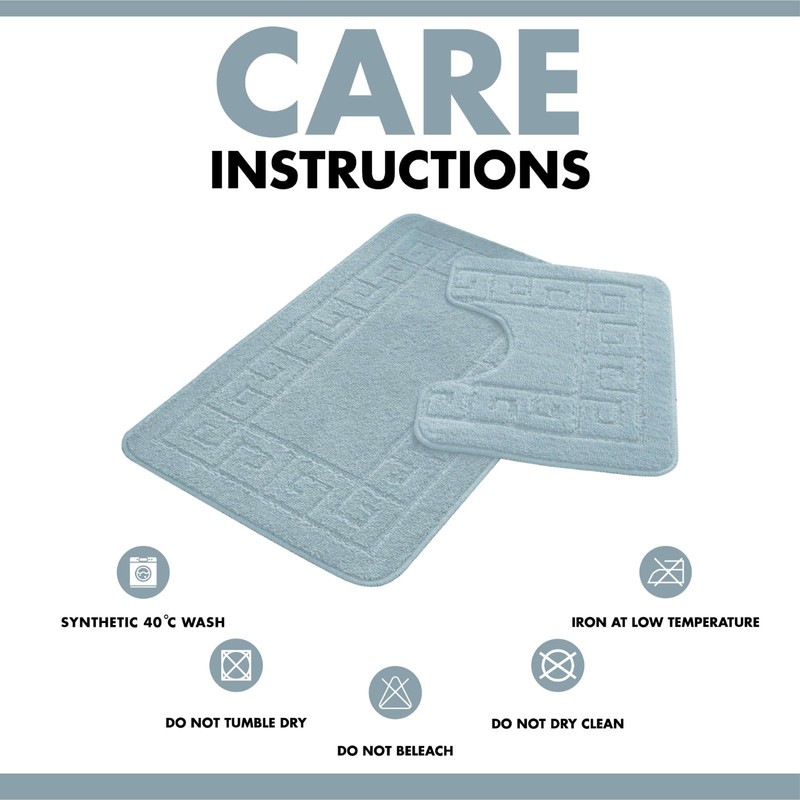 Lions 2 Piece Non Slip Striped Bath Mat & Pedestal