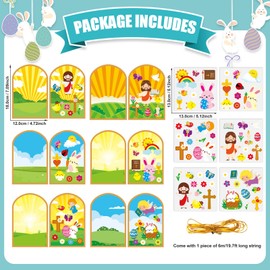 Lonfliness 36 Sets Easter Stickers Crafts for Kids Make Your Own Religious Easter Sticker Scene Art Crafts with Easter Egg Bunny Jesus Cross Sticker for Spring DIY Home Classroom School Activity Decor