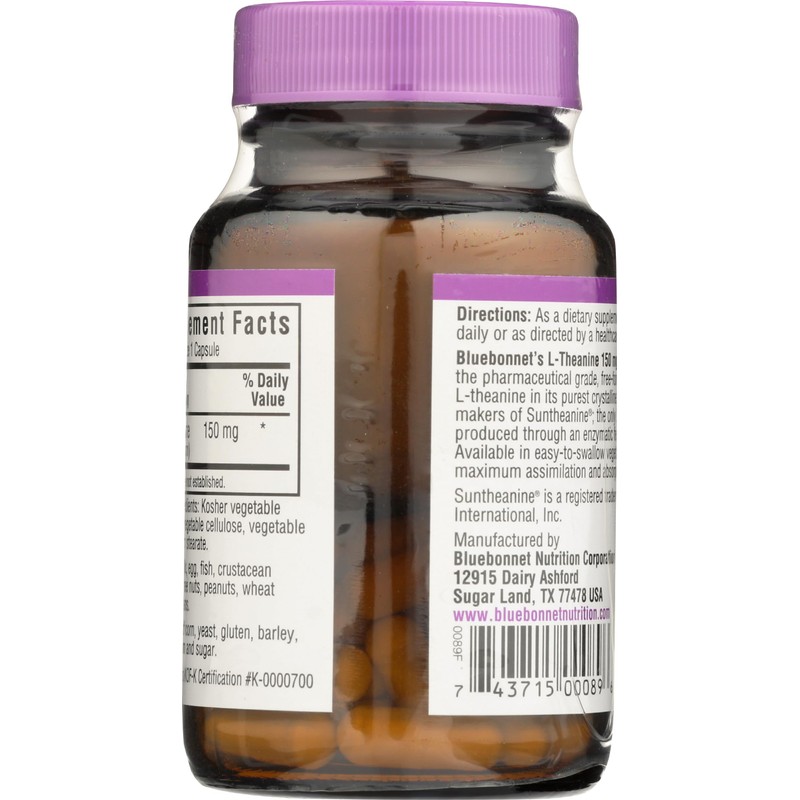 Bluebonnet Nutrition L-Theanine 200 MG, 30 CT