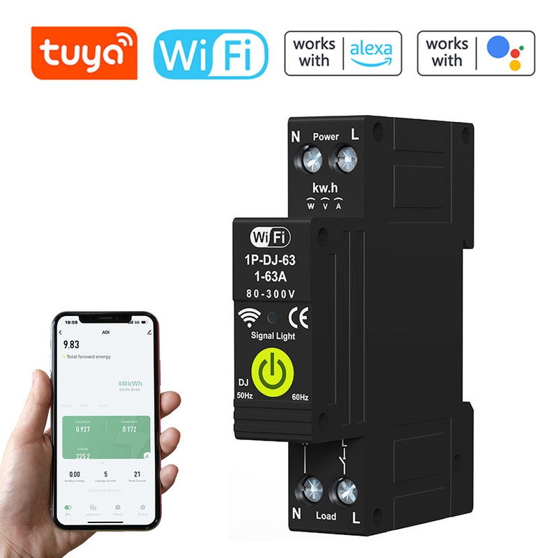 Tuya WiFi Intelligent Circuit Breaker ON OFF Timing Photovoltaic Bidirectional