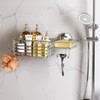 LEVERLOC Shower Caddy Suction Cup, Silver Shower Shelf with Hooks