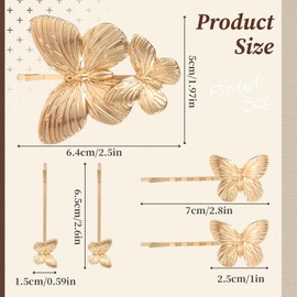 5Pcs Gold Butterfly Hair Clips, Butterfly Clips for Hair, Gold Hair Pins, Butterfly Hair Accessories, Gold Hair Accessories,Butterfly Accessories for Bride Wedding,Butterfly Hair Clips for Women Girls