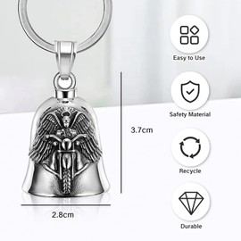 NIIIYTYB Motorcycle Angel Bell for Riders Guardian Bell for Bikers Men's Good Luck Charm Keychain Accessory for Motorcycles Campana de la Suerte for Men Protective Biker Bells