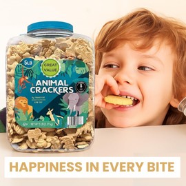 Animal Crackers, 5 lb Bulk Tub, Lightly Sweet Classic Snack - A Resealable Party Size Container for Pantries, Events & Large Groups