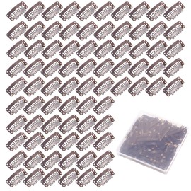80pcs Hair Extension Clips, U-Shape Clips for Hair Extensions, Hair Extension Snap Clips for Girl Women (Brown)