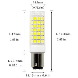 WingYauLung Ba15d LED Light Bulbs Dimmable Double Contact Bayonet Base, AC110V 8W Ba15d LED Bulb 75W JD Type T3/T4 Halogen Bulbs Equivalent Daylight White 6000K, Dimmable Sewing Machine Lamp(2-Pack)