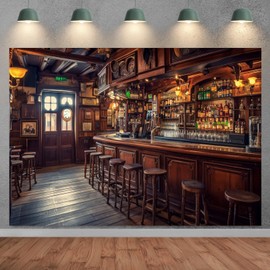 SADFA 10x8ft Western Saloon Backdrop Vintage Retro Bar Background Rustic Brown Wooden House Western Tavern Cowboy Backdrop Wild West Theme Wedding Photo Studio Retro Style Birthday Party Supplies