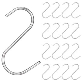 Partideal Pack of 20 S Hooks, Stainless Steel Hooks, S Metal Hooks, Suitable for Kitchen, Bedroom, Bathroom, Office, Wardrobe, Can Hang Heavy Items (Silver)